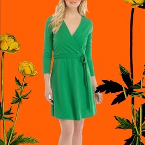 Solid 3/4 Sleeve Textured Wrap Dress